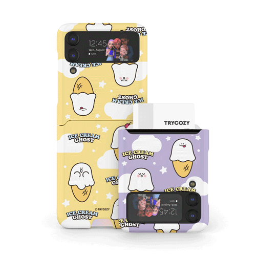 [TryCozy]트라이코지 유령 아이스크림 갤럭시Z플립시리즈 카드 3D곡면하드케이스
